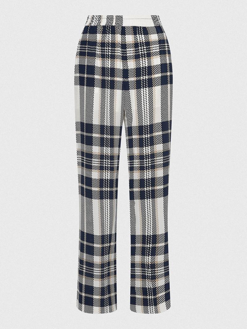 Női Tommy Hilfiger Icon Silk Pull-On Stewart Tartan Nadrág Kék | HU 245WNB